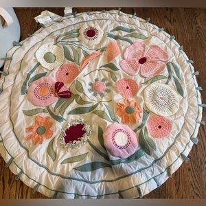 Crate & Kids Floral Round play mat with Pink and Green Accents